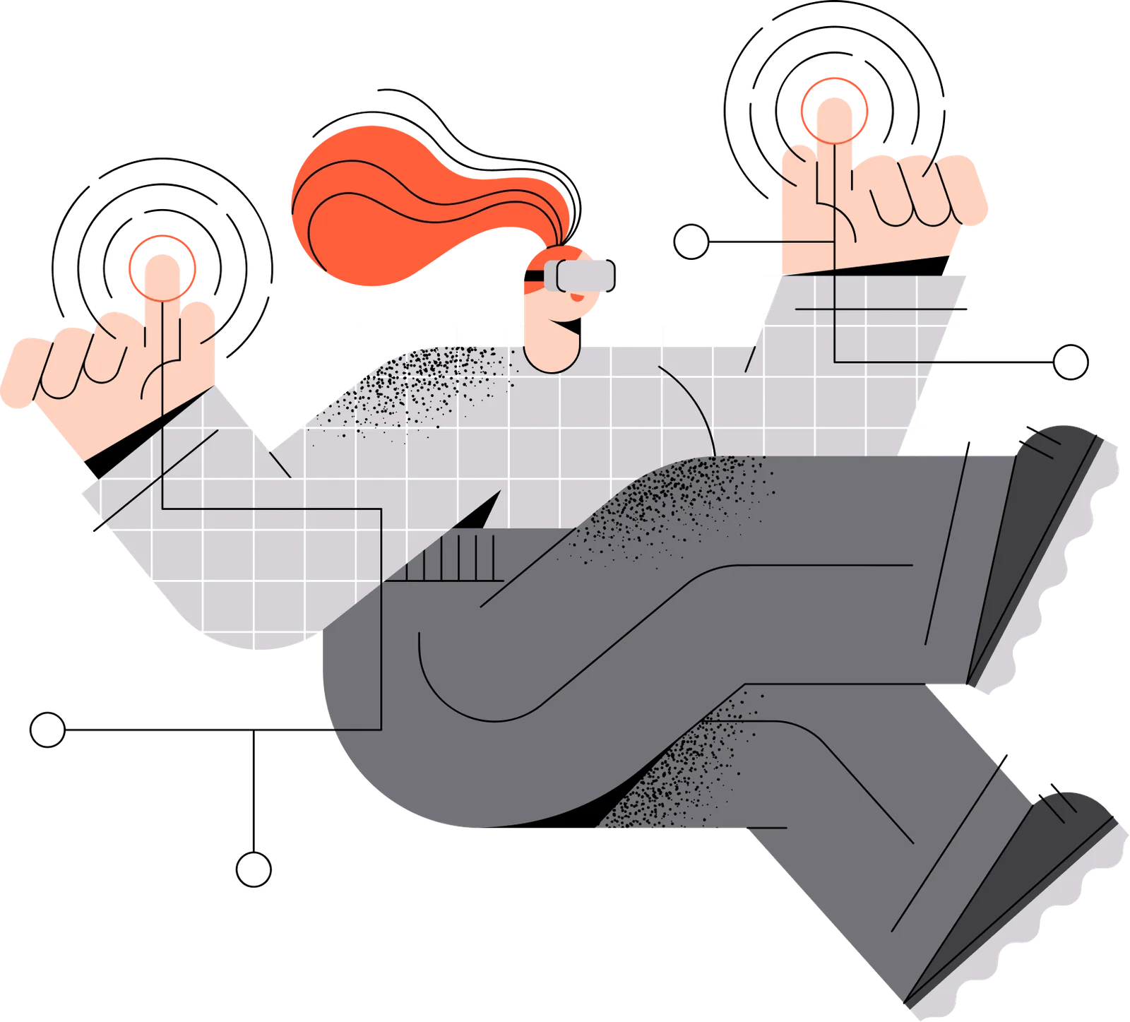 Illustration of a person in VR controlling marketing touchpoints